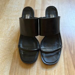 Charles David Black Leather Heels Size 8